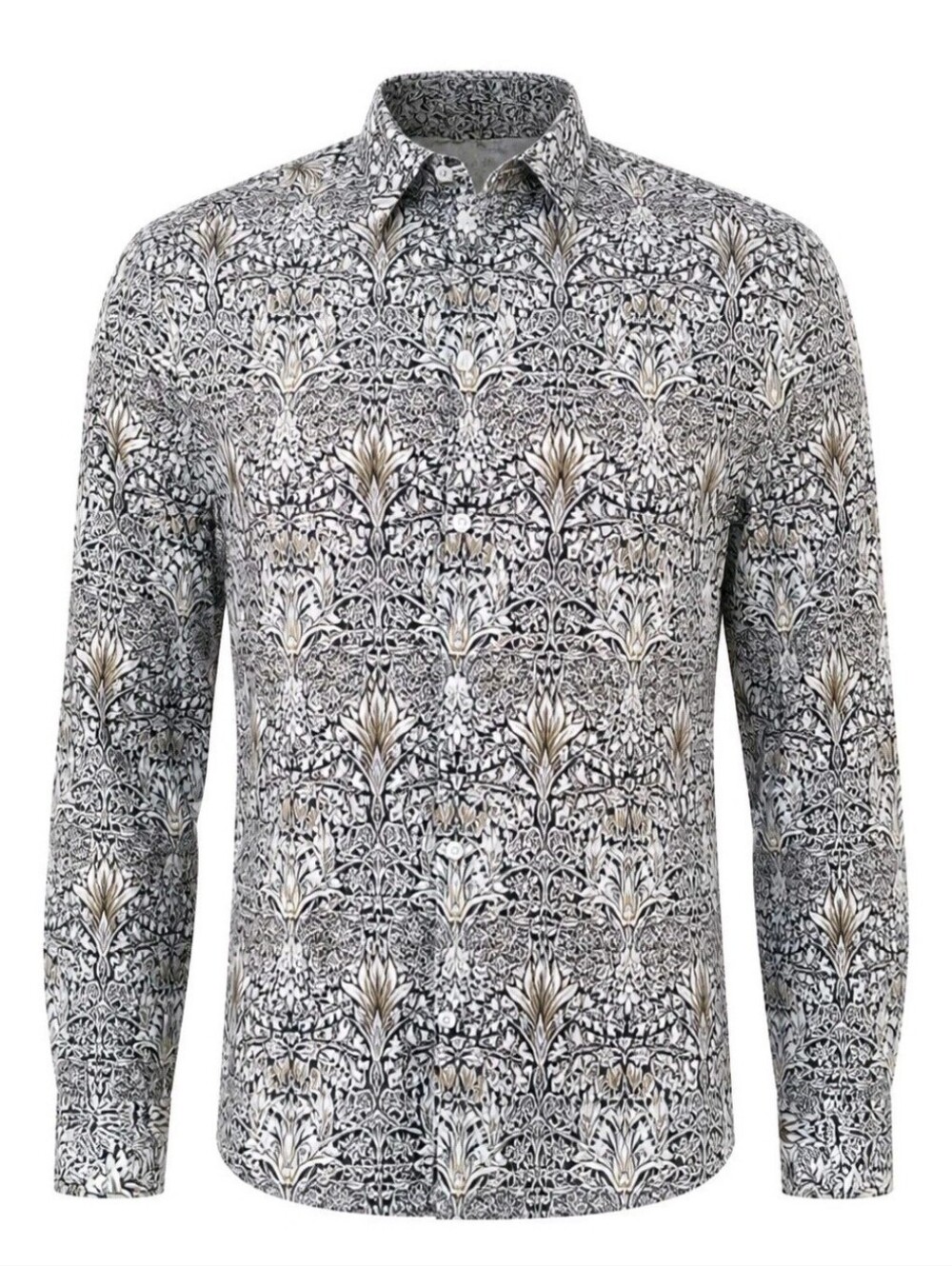 William Morris & Co + H&M Shirt Mens Medium Gray Gold Floral Long Sleeve EUC